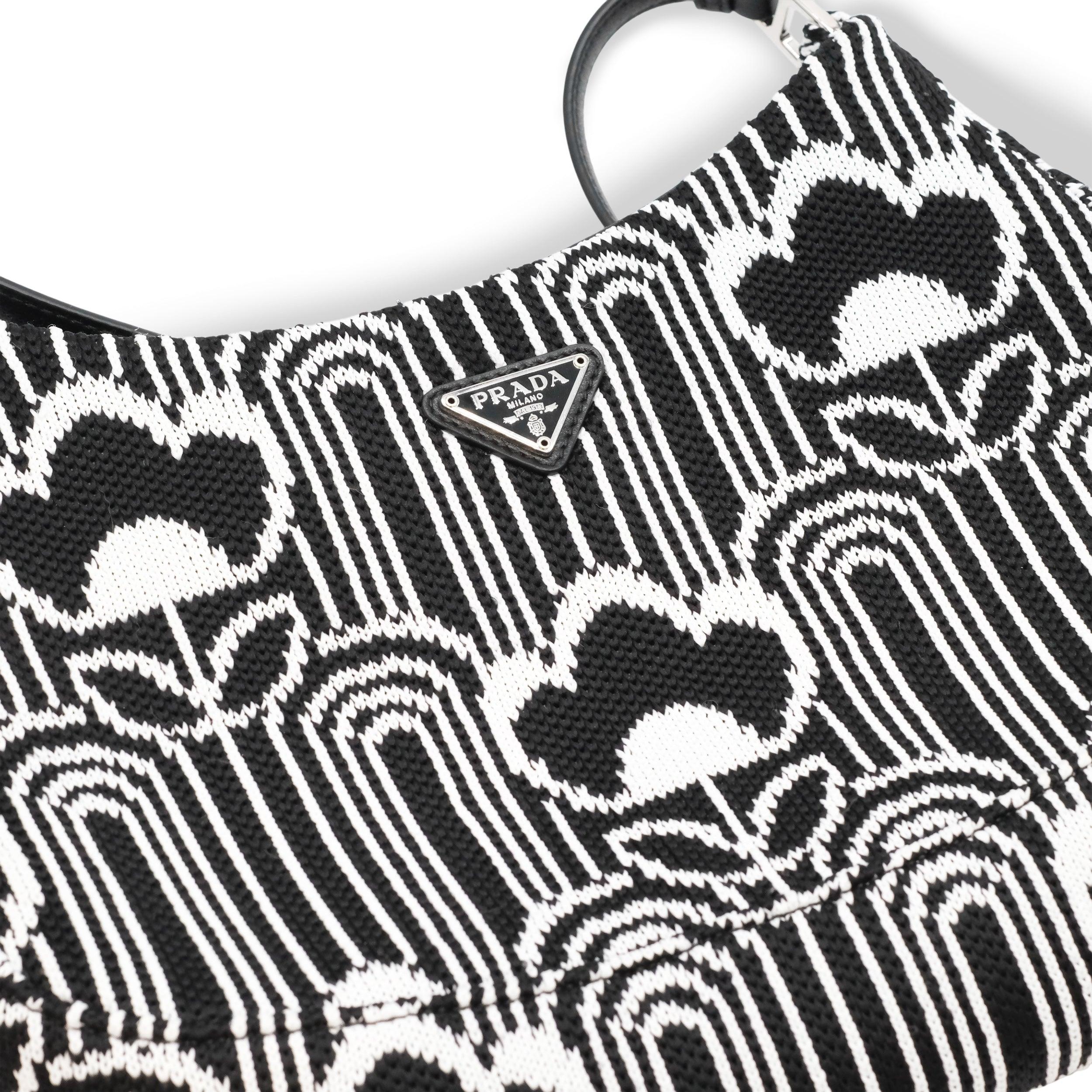 Prada Black/White Jacquard Knit Cleo Bag - '20s In Excellent Condition In Milano, IT