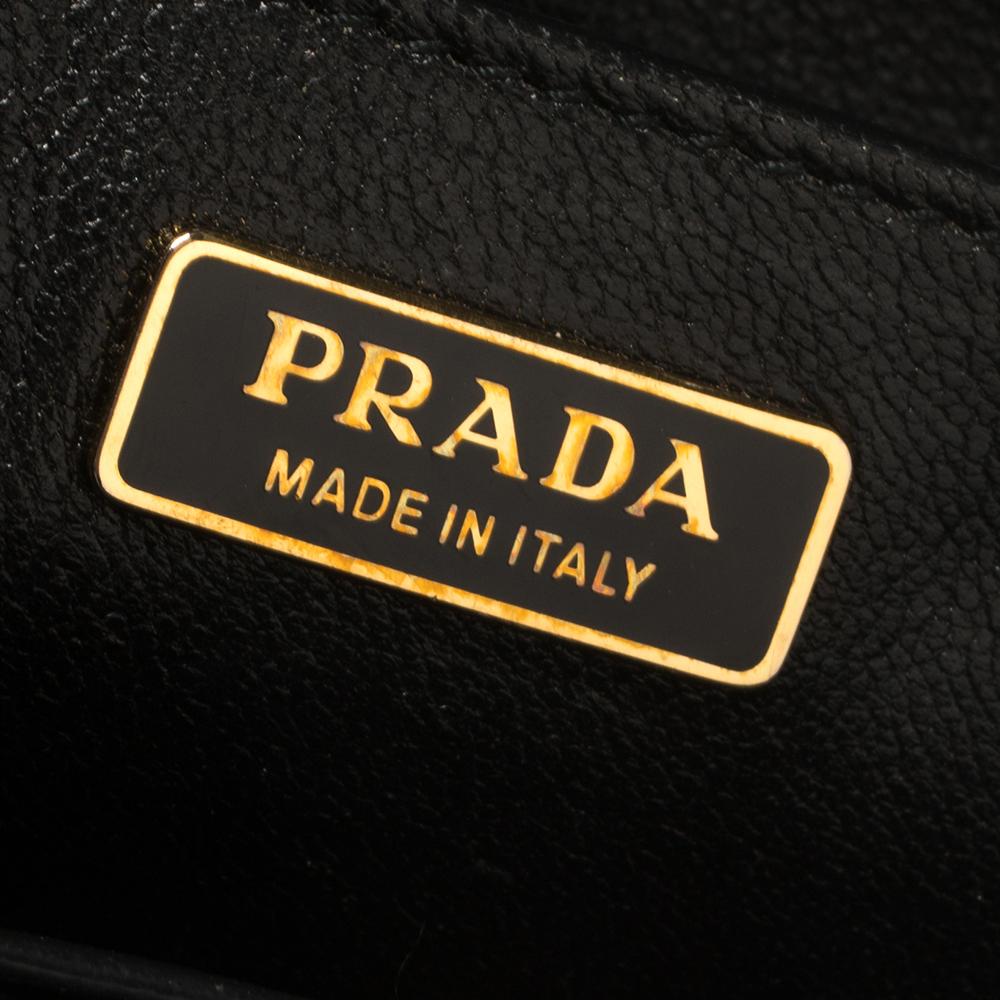 Women's Prada Black/White Leather Cahier Shoulder Bag