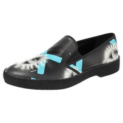 Prada Black/White Leather Slip On Sneakers Size 38