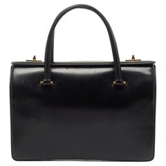 Prada Schwarz/Weiß Leder Turn Lock Satchel