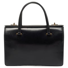 Prada Black/White Leather Turn Lock Satchel