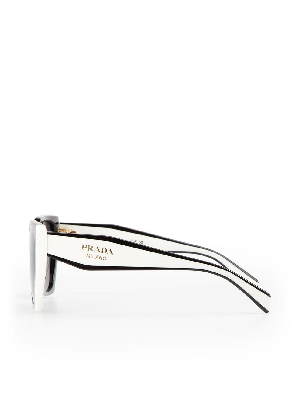 Prada Black & White Monochrome Rectangular Sunglasses 1