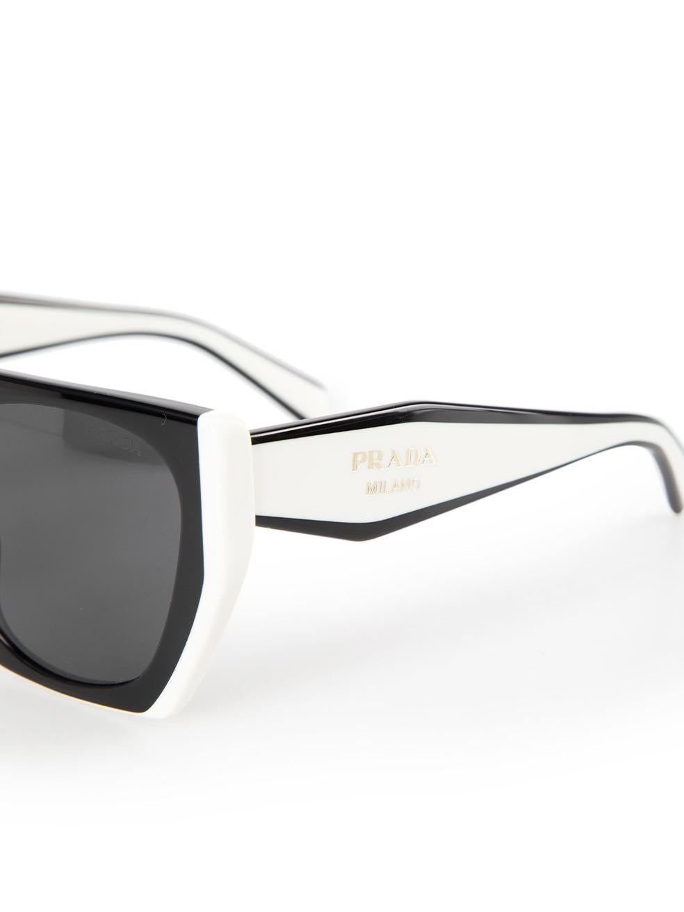 Prada Black & White Monochrome Rectangular Sunglasses 2