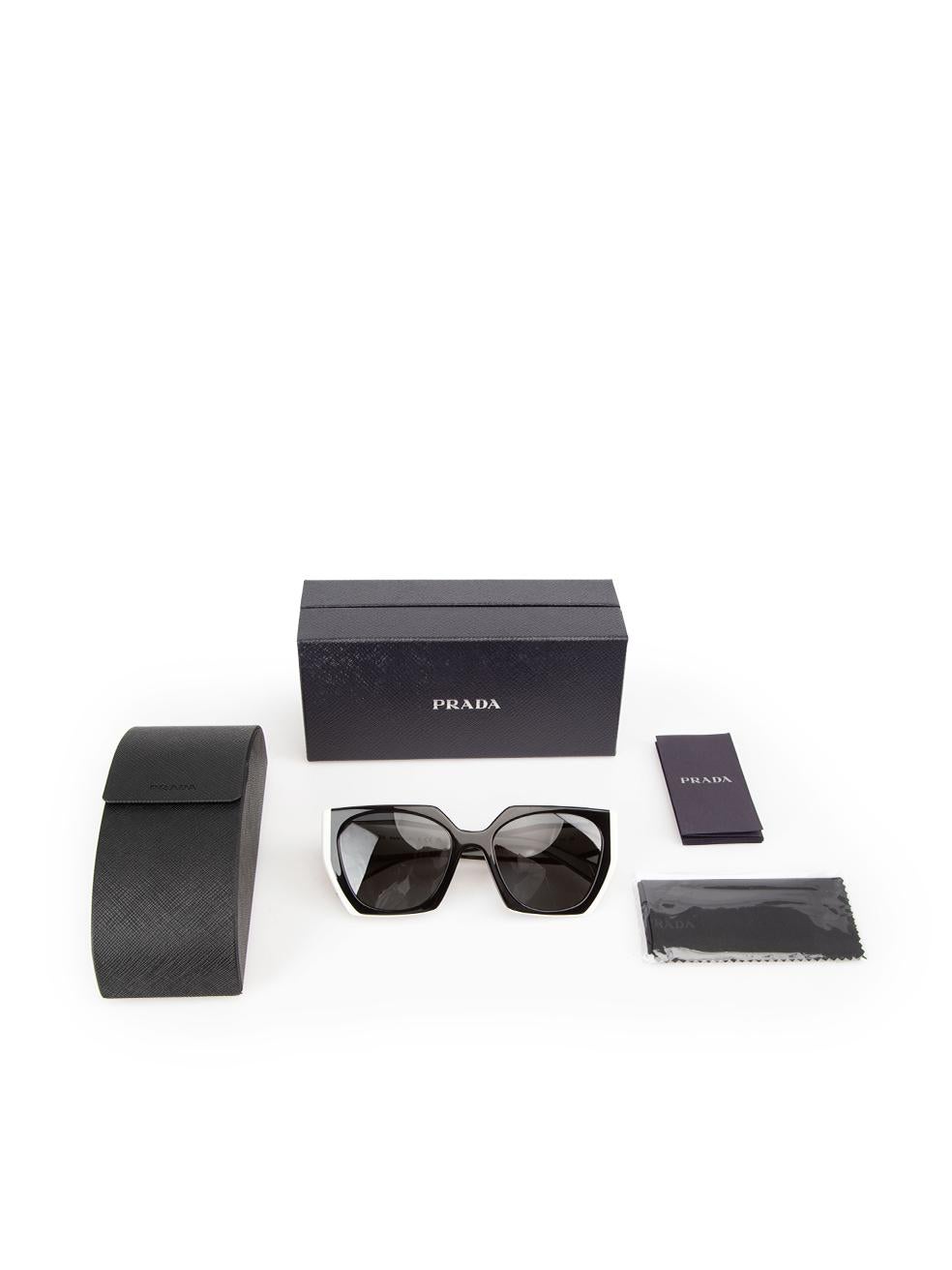 Prada Black & White Monochrome Rectangular Sunglasses 3
