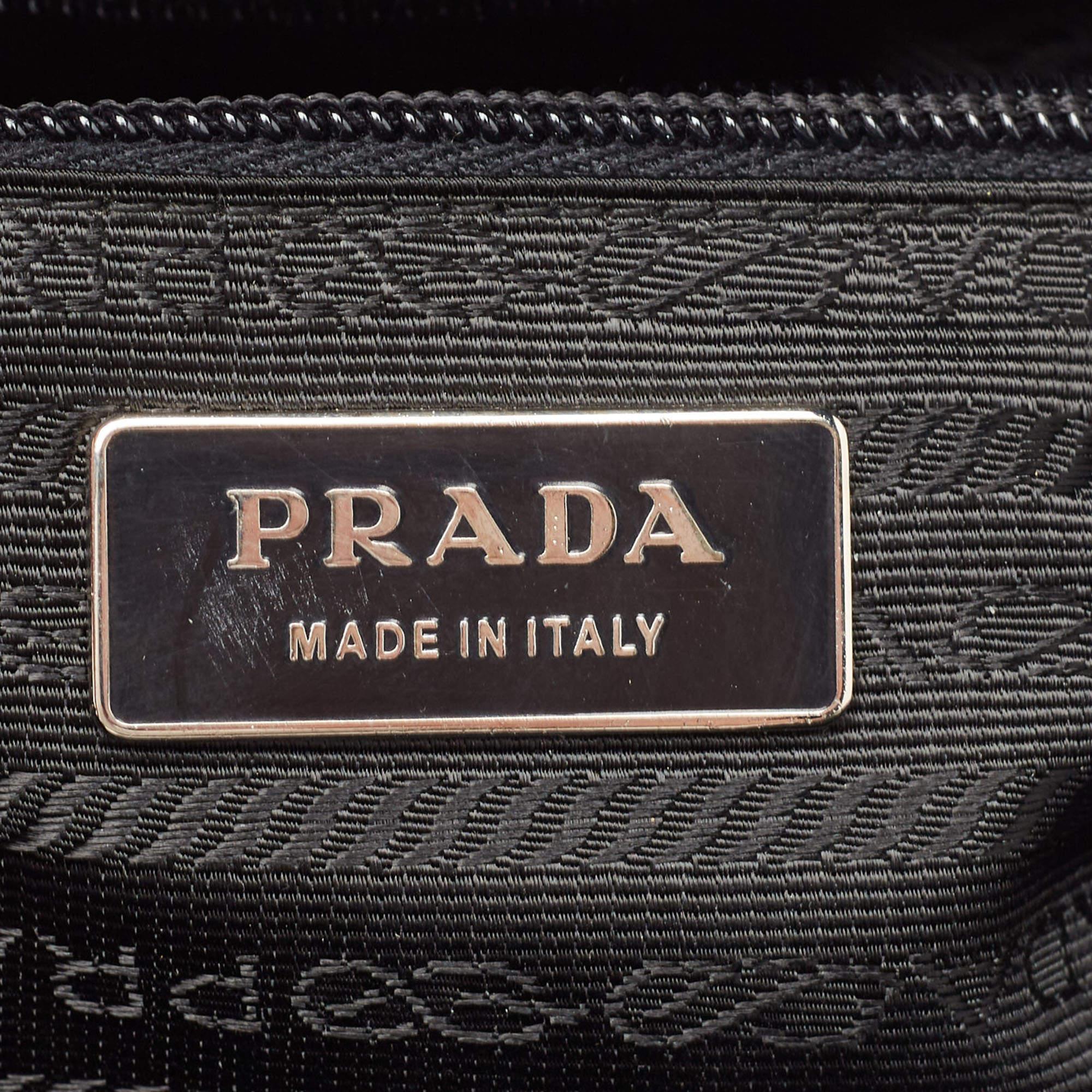 Prada Black/White Patent Leather Frame Top Handle Bag 5