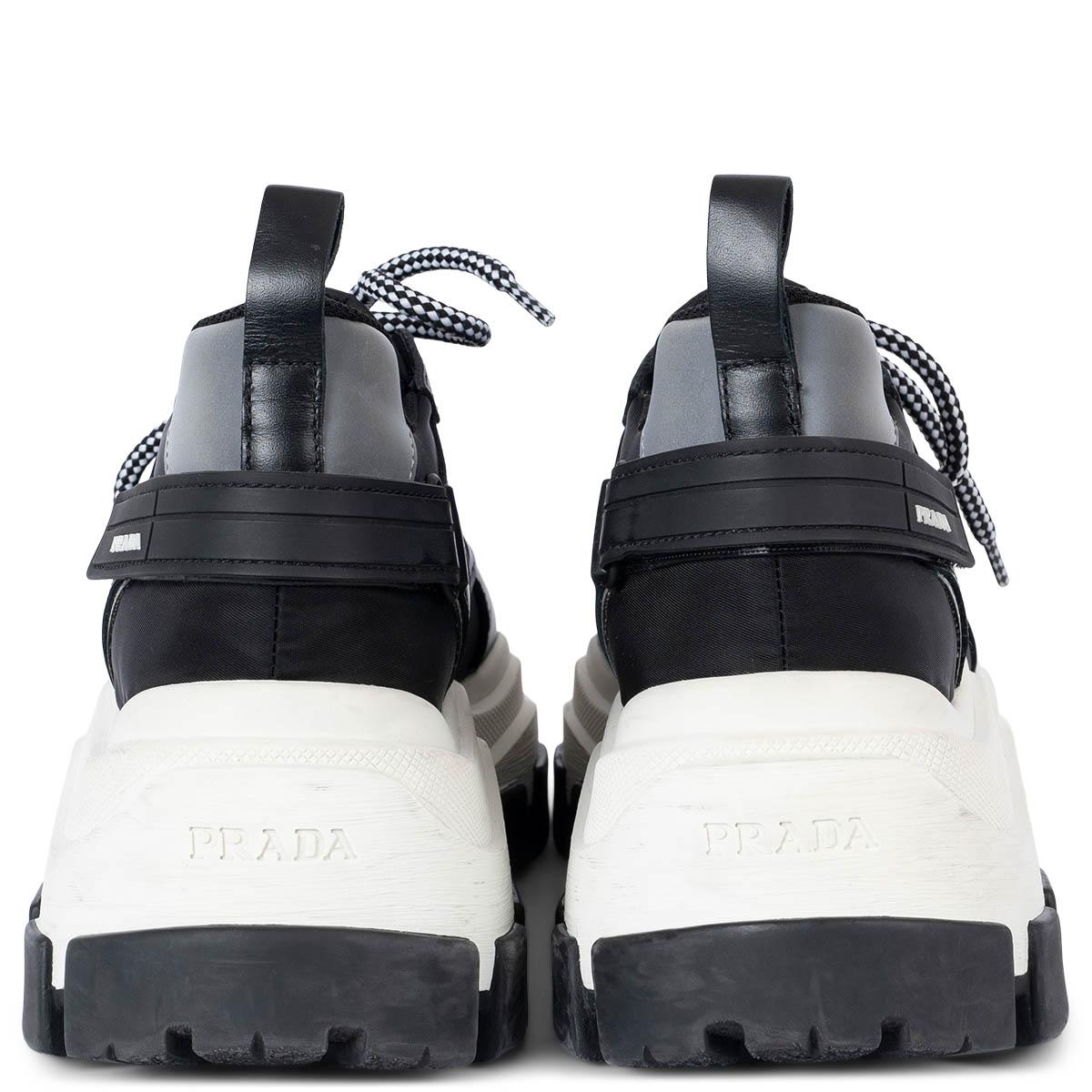 Women's PRADA black & white PEGASUS PLATFORM Sneakers Shoes 38.5 For Sale