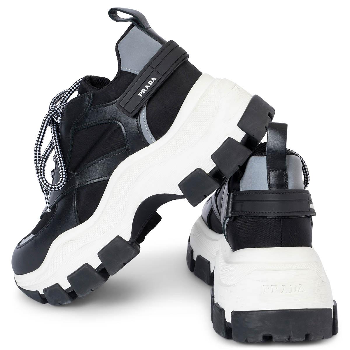 PRADA noir et blanc PEGASUS PLATFORM Baskets Chaussures 38.5 1