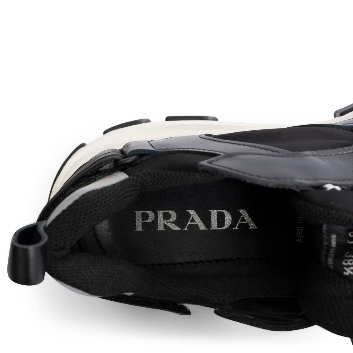 PRADA black & white PEGASUS PLATFORM Sneakers Shoes 38.5 For Sale 3
