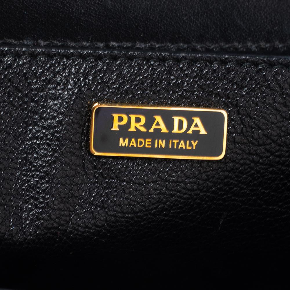 Prada Black/White Saffiano Leather Cahier Shoulder Bag 1
