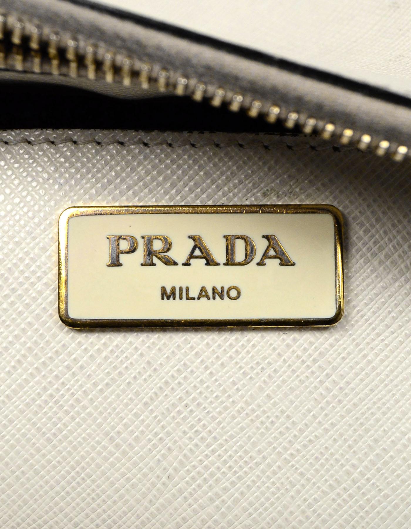 Women's Prada Black & White Saffiano Leather Medium Double Zip Tote B2274C rt $2, 350