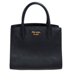 Prada Black/White Saffiano Lux and City Leather Esplanade Tote