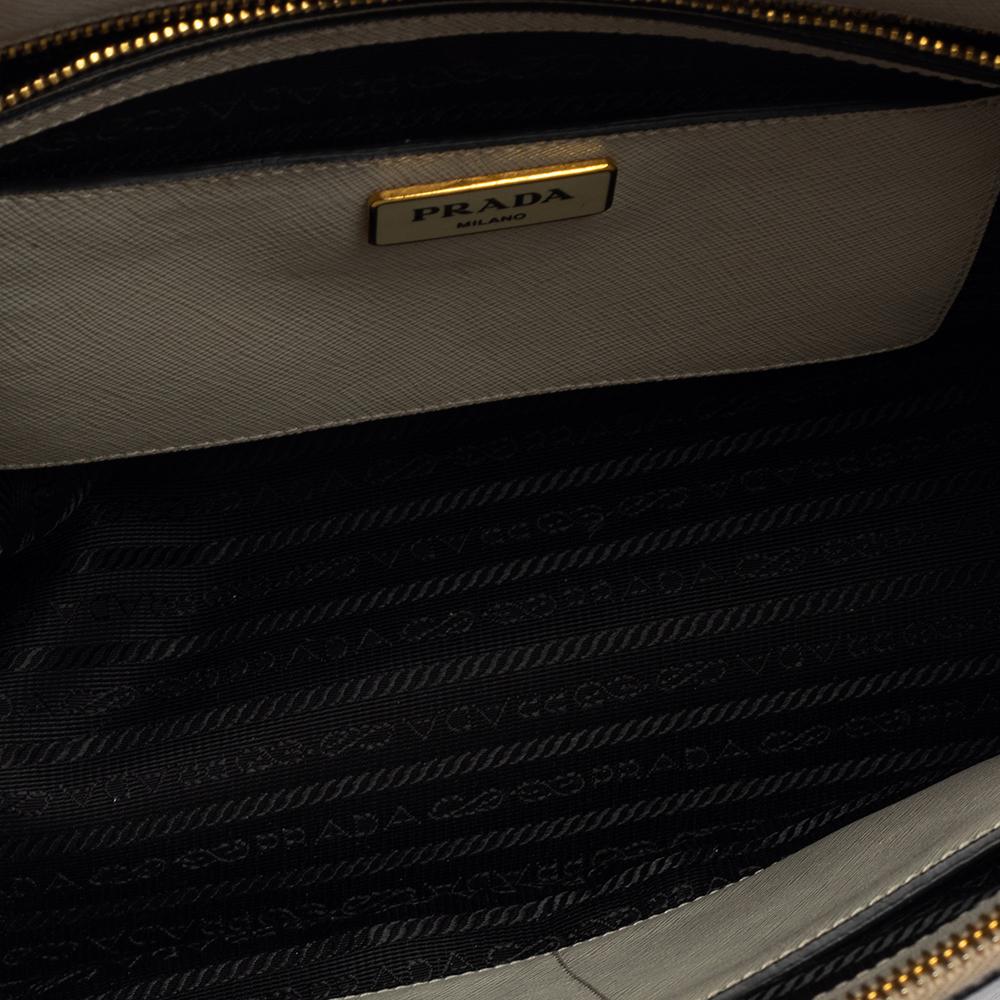 Prada Black/White Saffiano Lux Leather Medium Galleria Tote 5