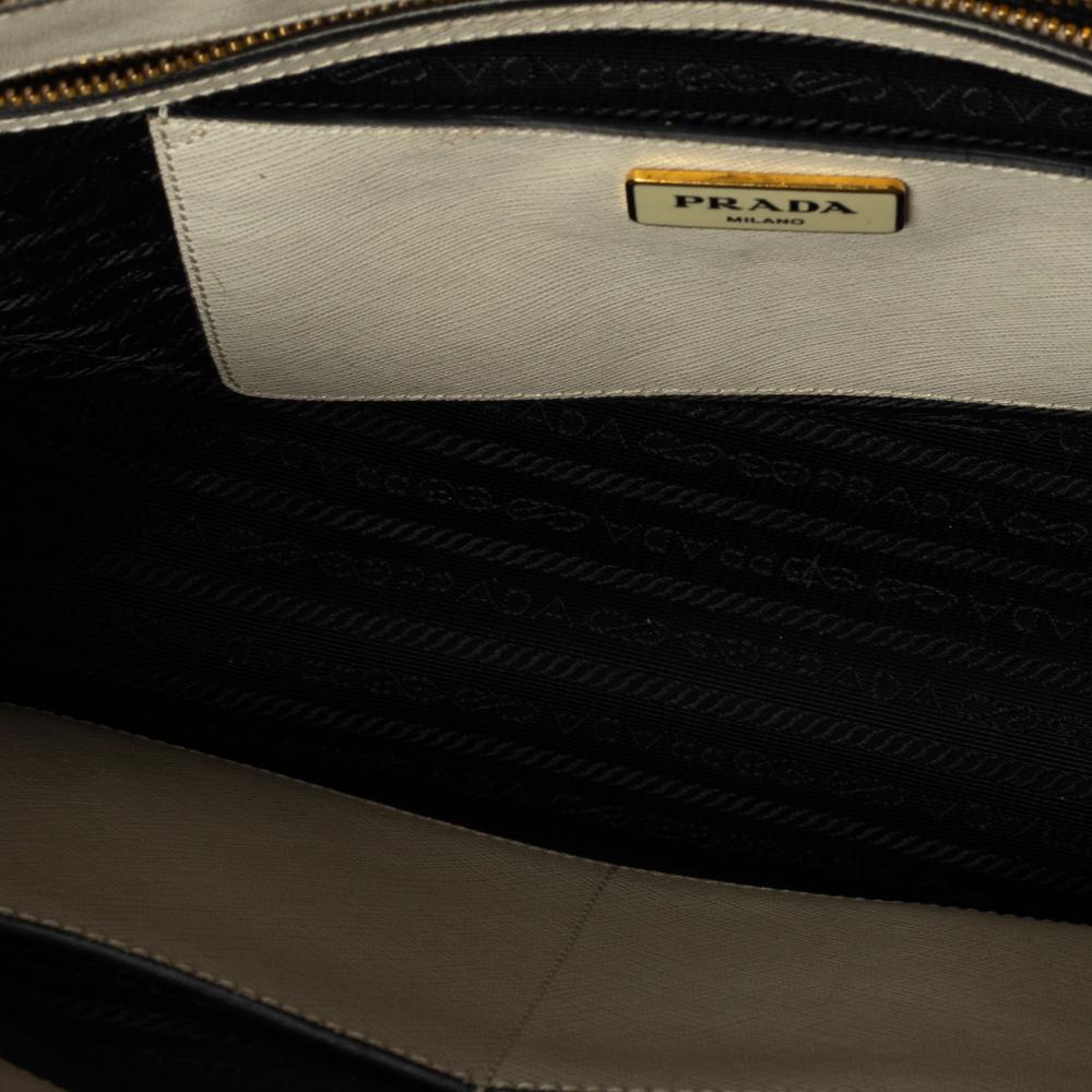 Prada Black/White Saffiano Lux Leather Medium Galleria Tote 1