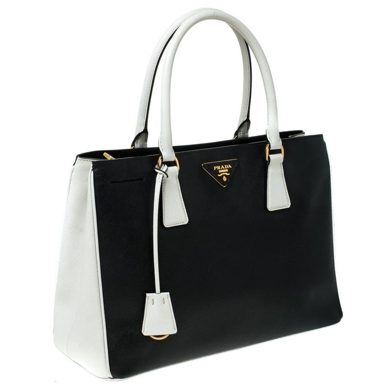 prada saffiano black and white