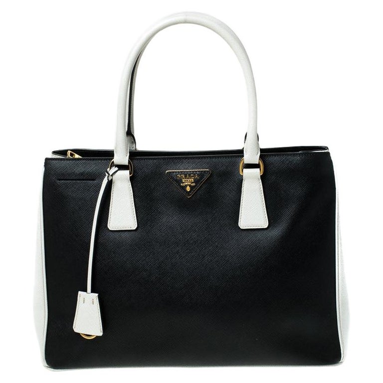 prada saffiano black and white