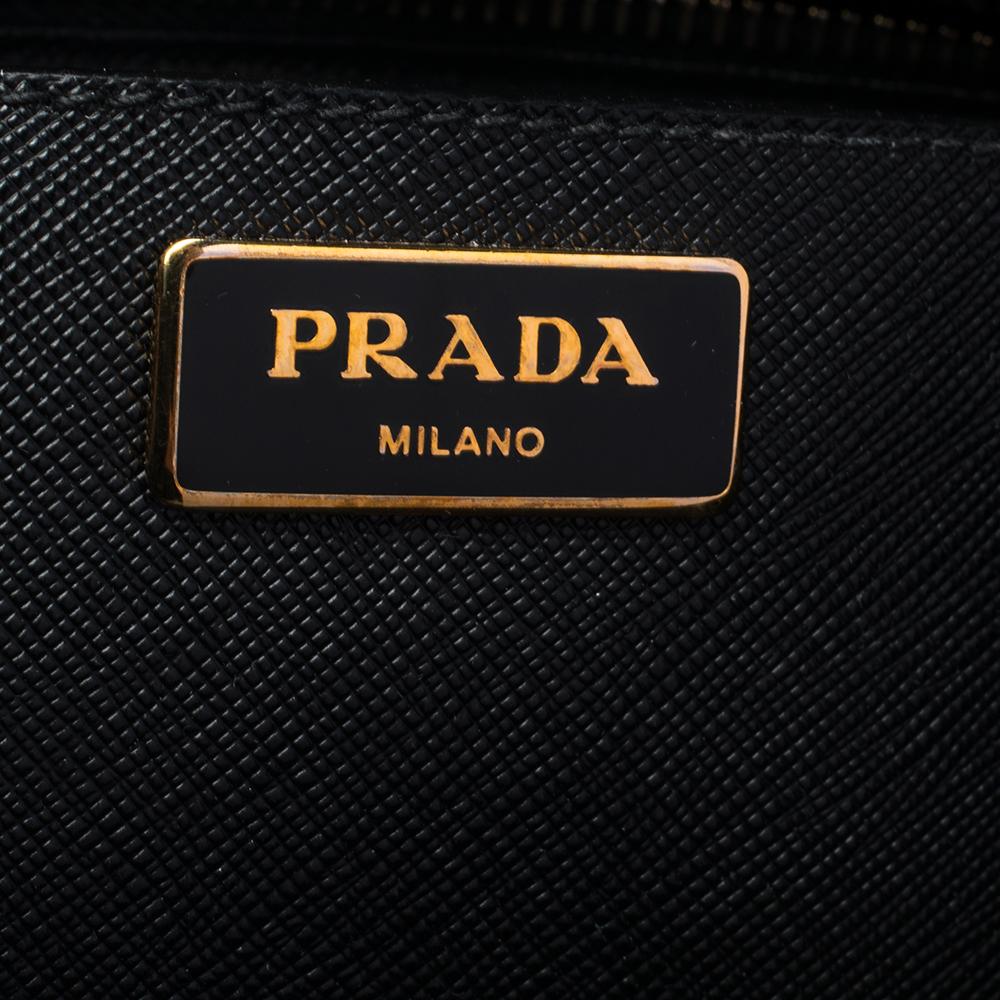Prada Black/White Saffiano Lux Leather Parabole Tote Bag 5