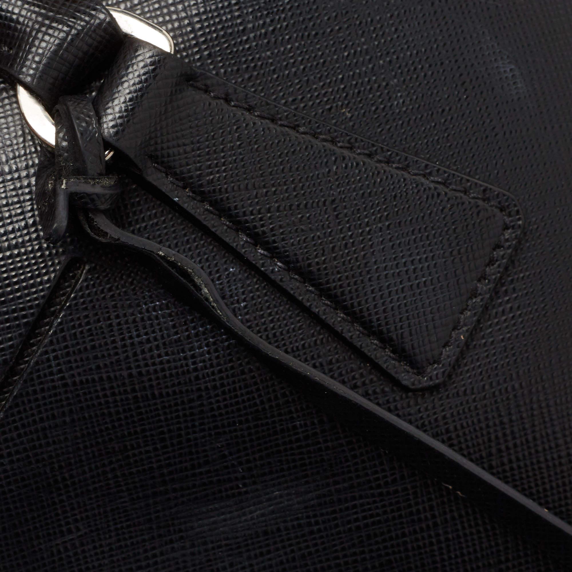 Prada Black/White Saffiano Lux Leather Small Galleria Tote 3