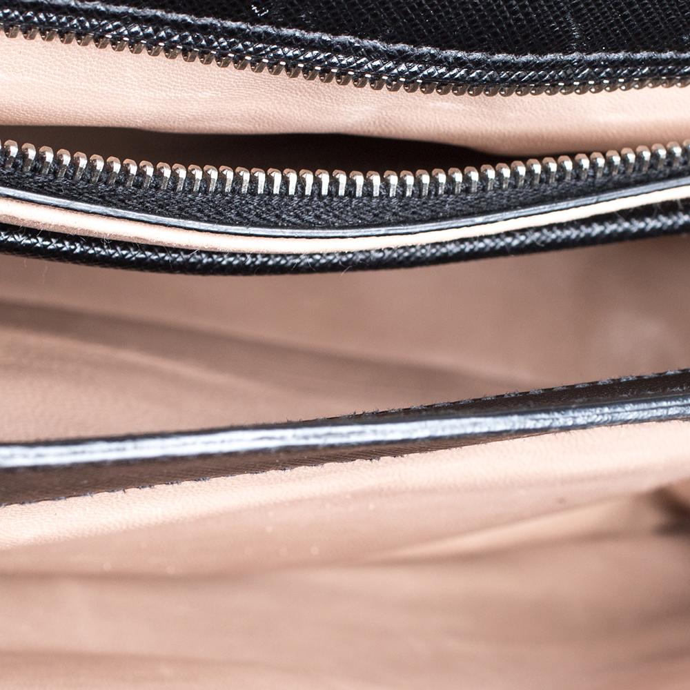 Prada Black/White Saffiano Lux Leather Small Sound Top Handle Bag 2