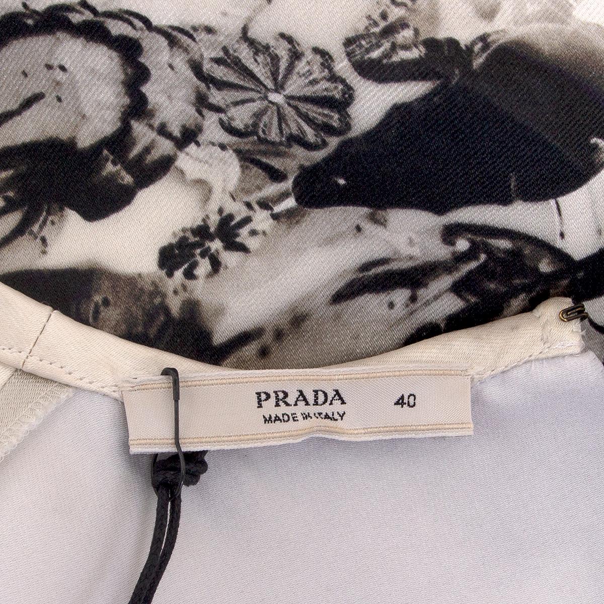 Women's PRADA black & white silk CHANDELIER PRINT OPEN BACK Tank Top Shirt 40 S