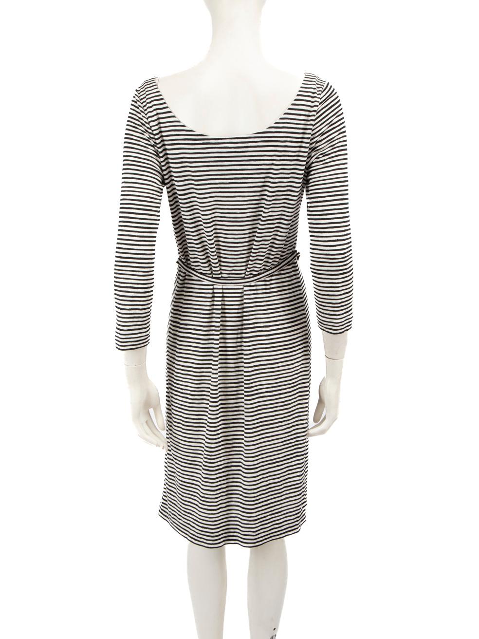 Gray Prada Black & White Silk Striped Pattern Dress Size XL For Sale