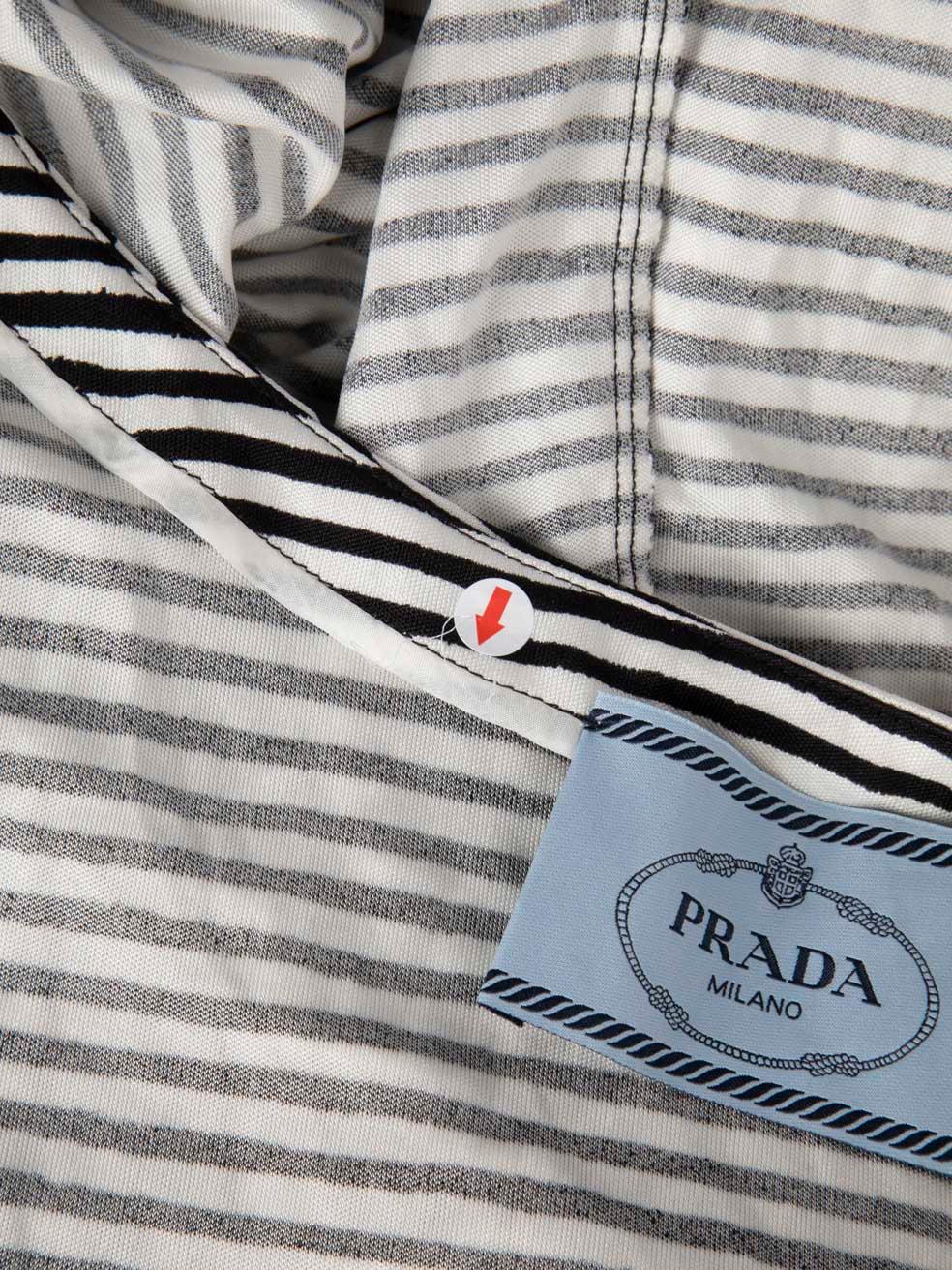 Women's Prada Black & White Silk Striped Pattern Dress Size XL For Sale