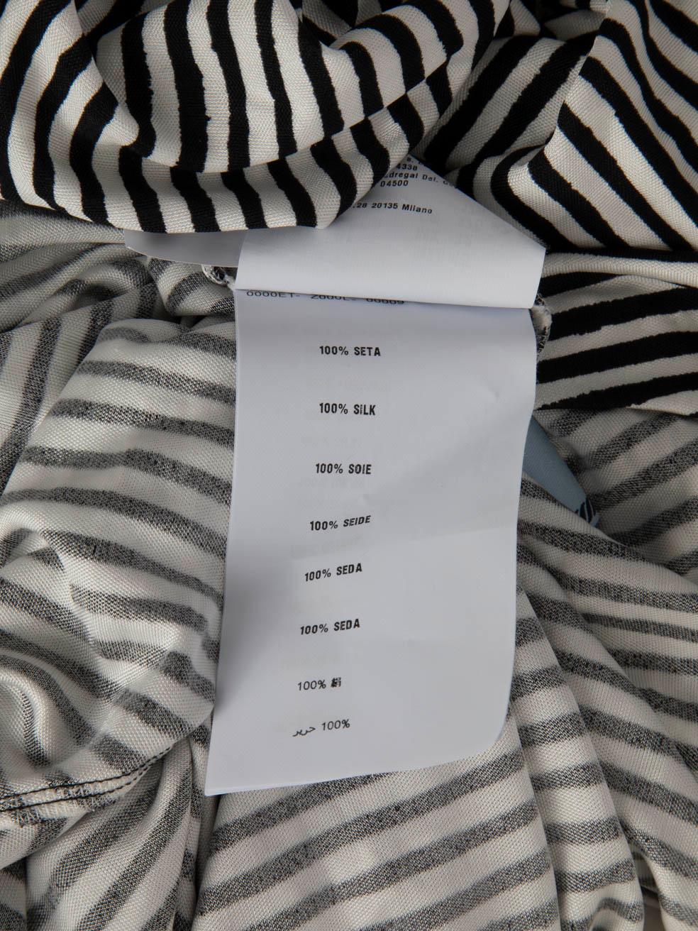 Prada Black & White Silk Striped Pattern Dress Size XL For Sale 2