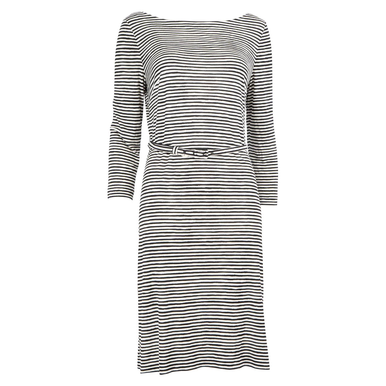 Prada Black 
White Silk Striped Pattern Dress Size XL