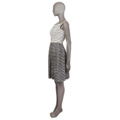 PRADA black & white silk STRIPED Sleeveless Dress 38