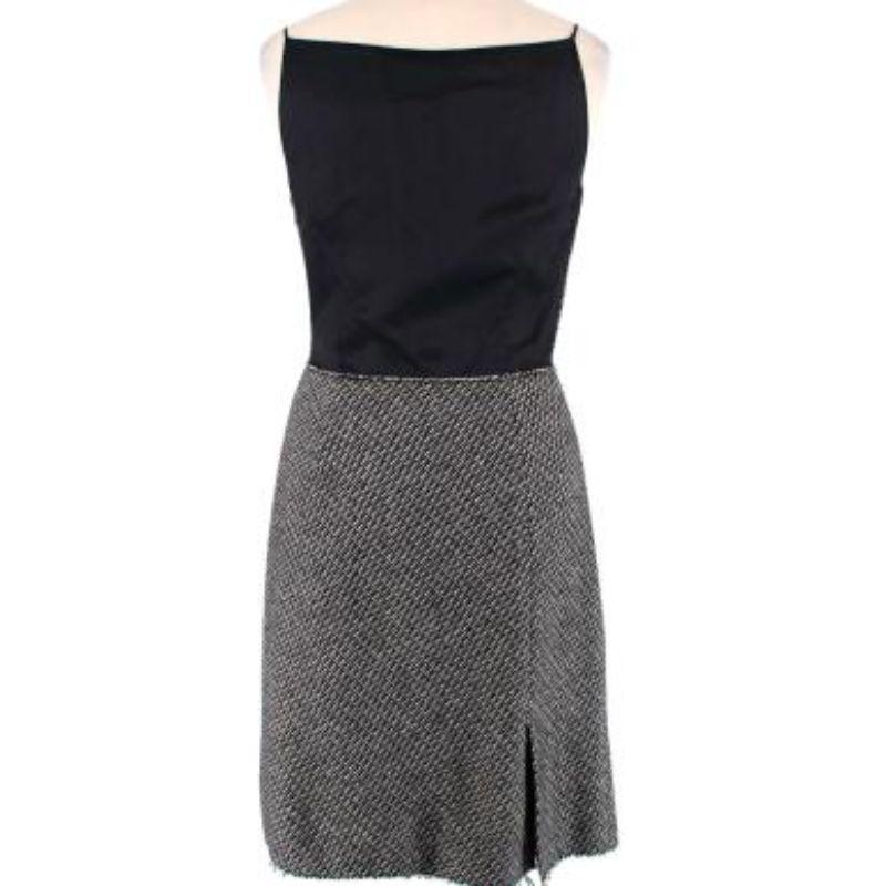 Prada black & white tweed rose applique dress For Sale 1