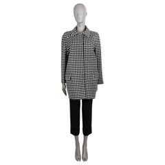 PRADA black & white wool GINGHAM Coat Jacket 46 XL