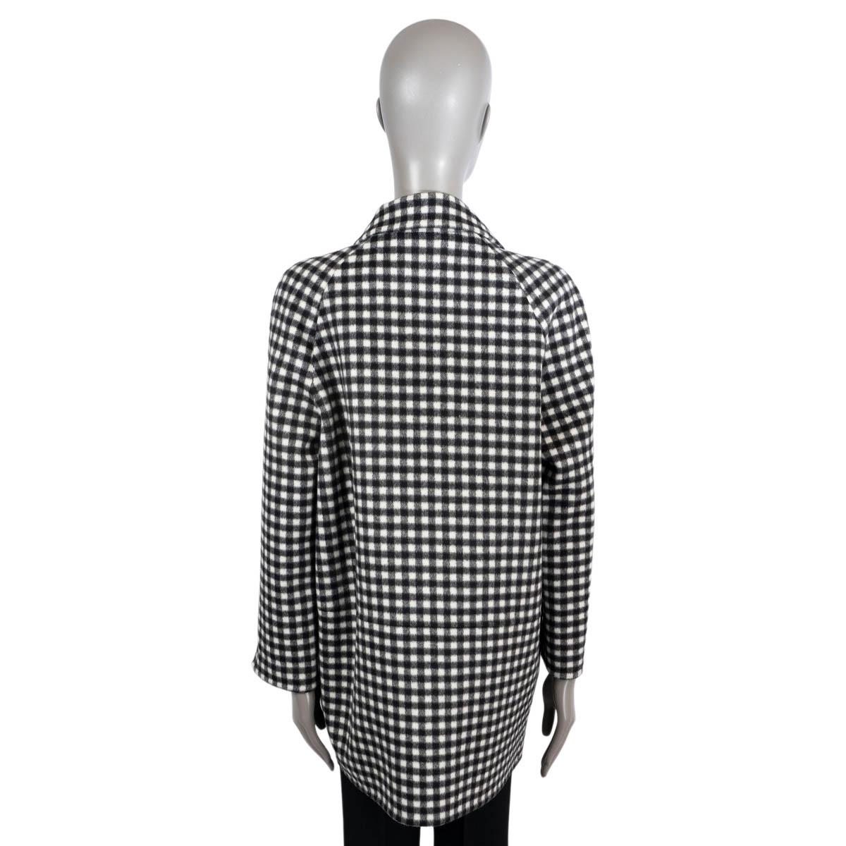 Women's PRADA black & white wool GINGHAM Coat Jacket 46 XL For Sale