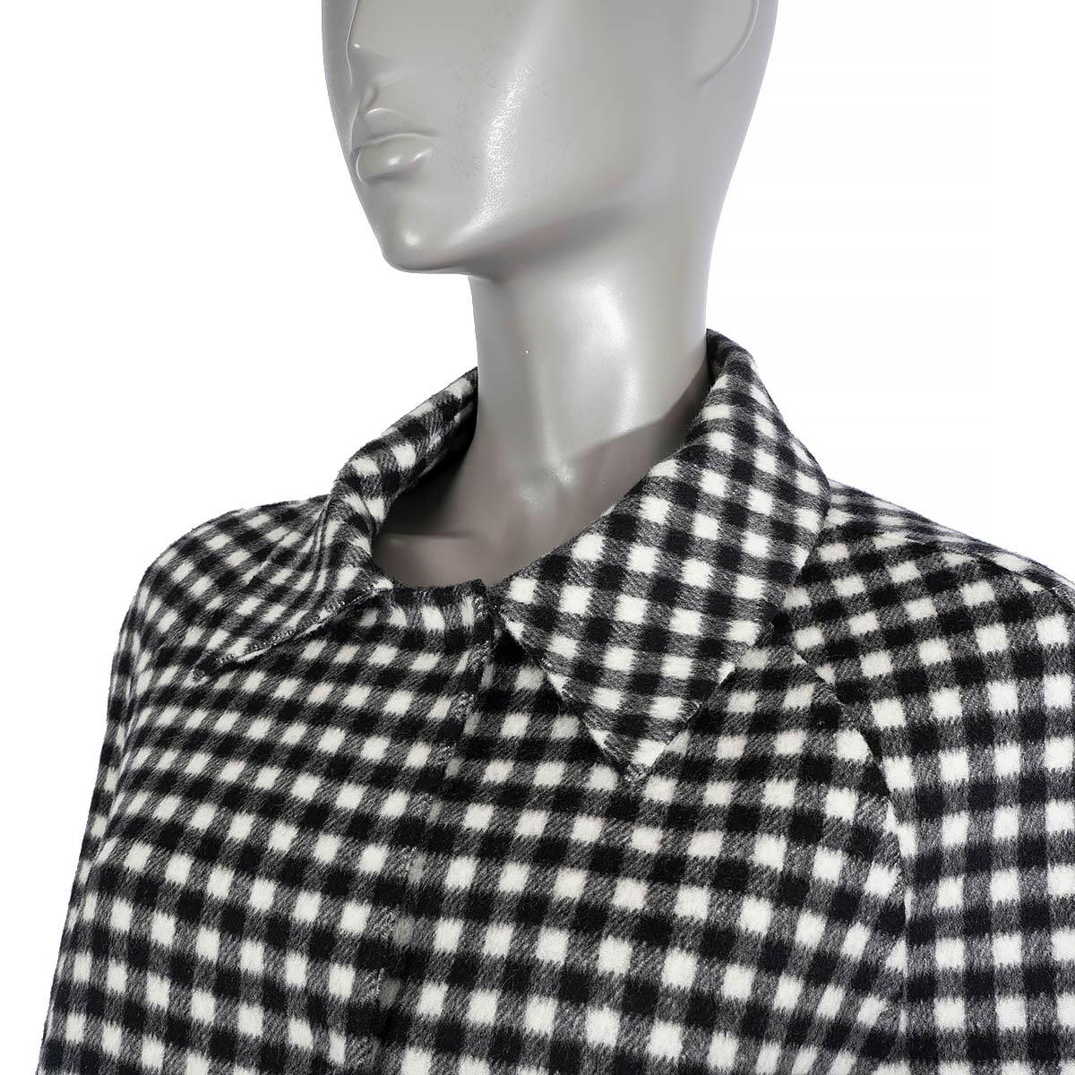 PRADA black & white wool GINGHAM Coat Jacket 46 XL For Sale 1