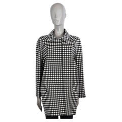 PRADA black & white wool GINGHAM Coat Jacket 46 XL