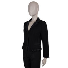 PRADA black wool 2008 CHAIN TRIM TWEED Jacket 42 M