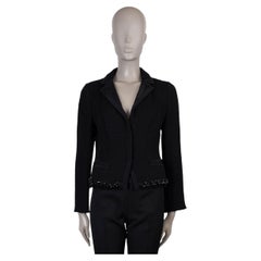 PRADA black wool 2008 CHAIN TRIM TWEED Jacket 42 M