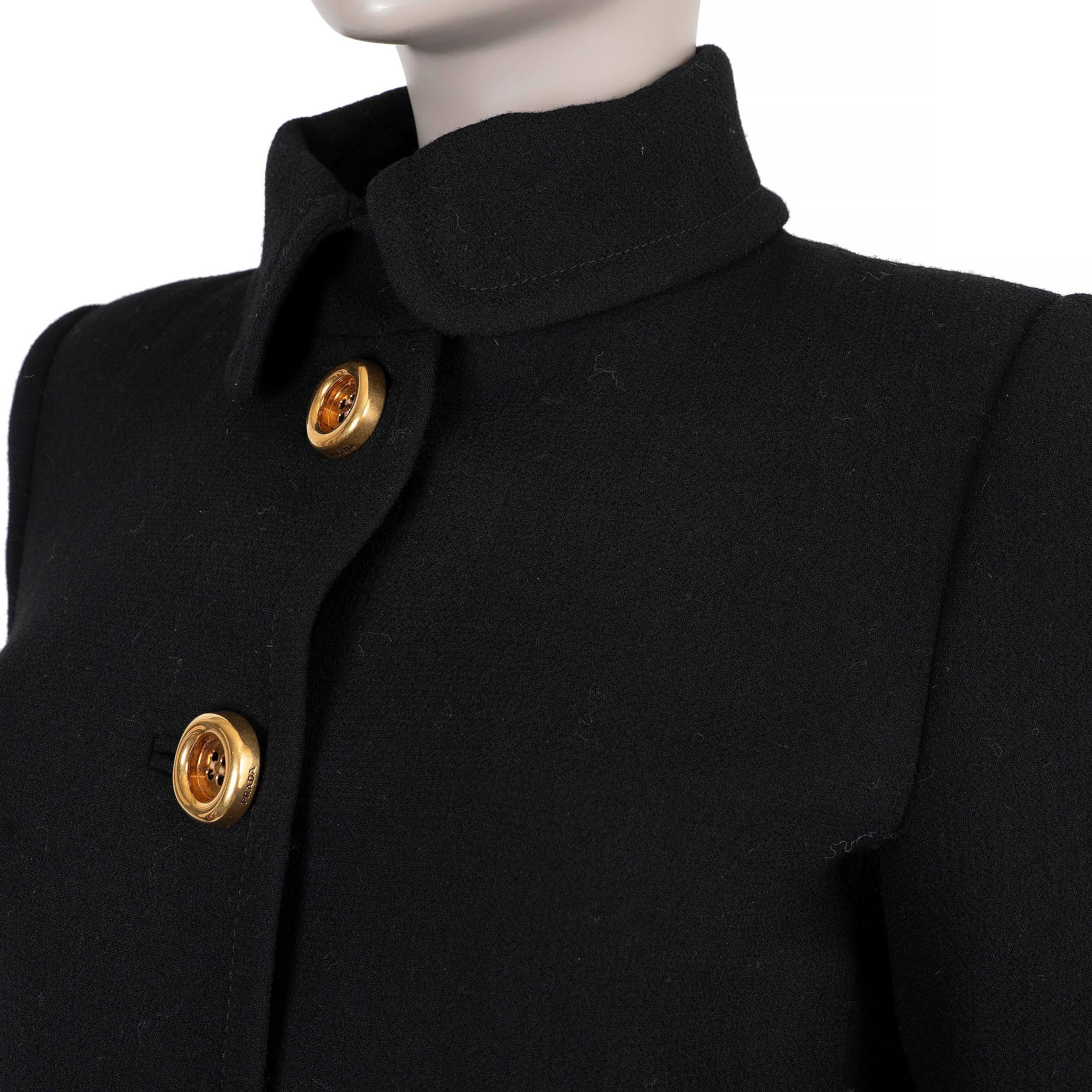 Donna PRADA lana nera 2012 CLASSIC Cappotto Giacca 42 M in vendita