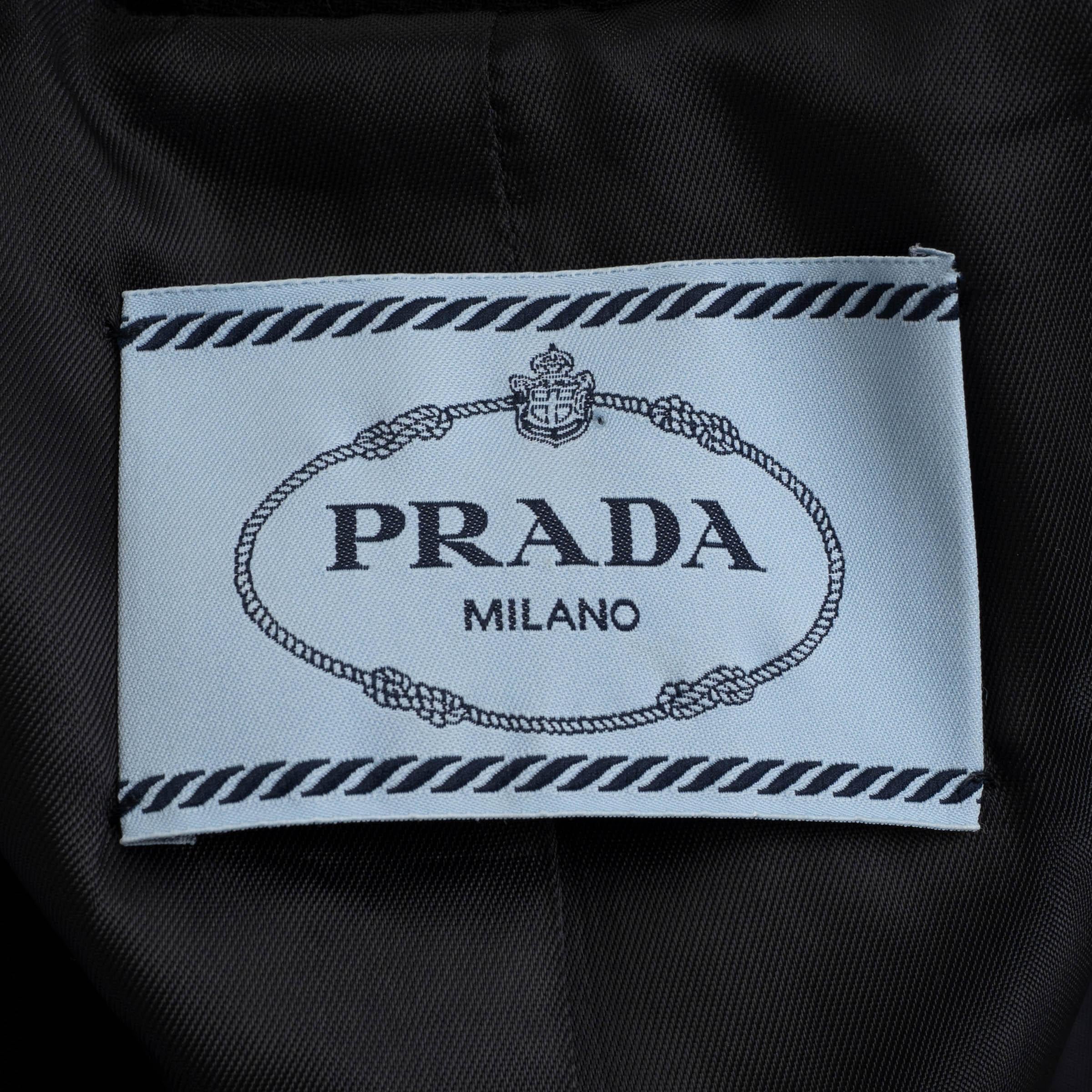 PRADA lana nera 2012 CLASSIC Cappotto Giacca 42 M in vendita 1