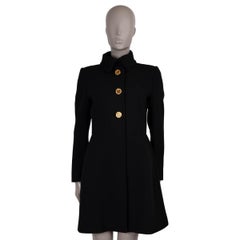 PRADA black wool 2012 CLASSIC Coat Jacket 42 M