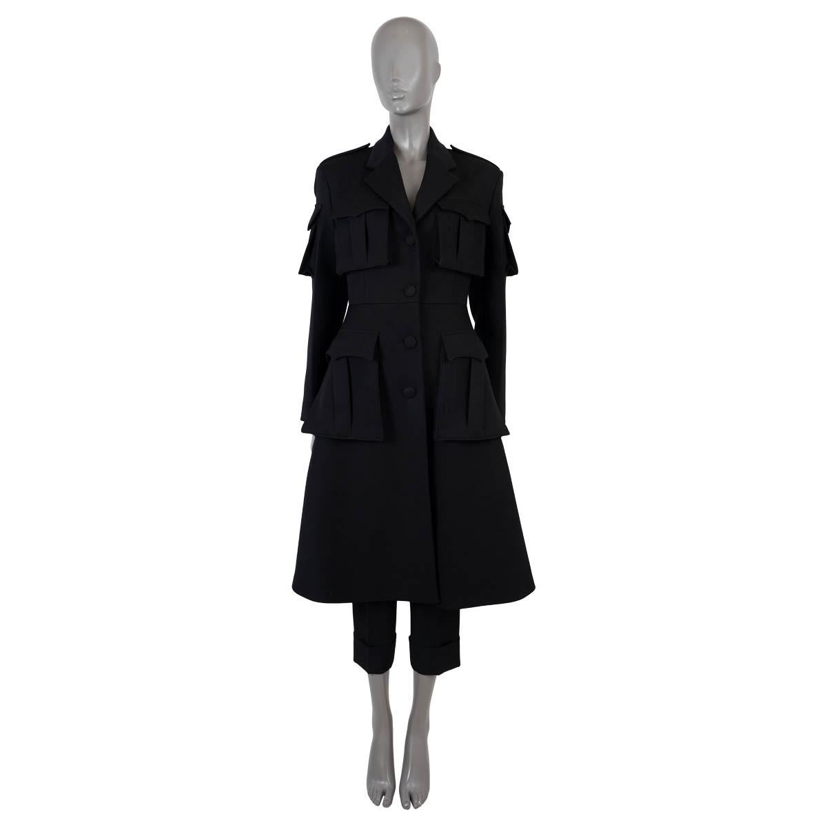 Women's PRADA black wool 2019 UTILITY POCKET Coat Jacket 38 XS For Sale