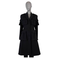 Used PRADA black wool 2019 UTILITY POCKET Coat Jacket 38 XS