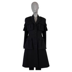 PRADA Schwarzer Wollmantel 2019 UTILITY POCKET Coat Jacke 38 XS