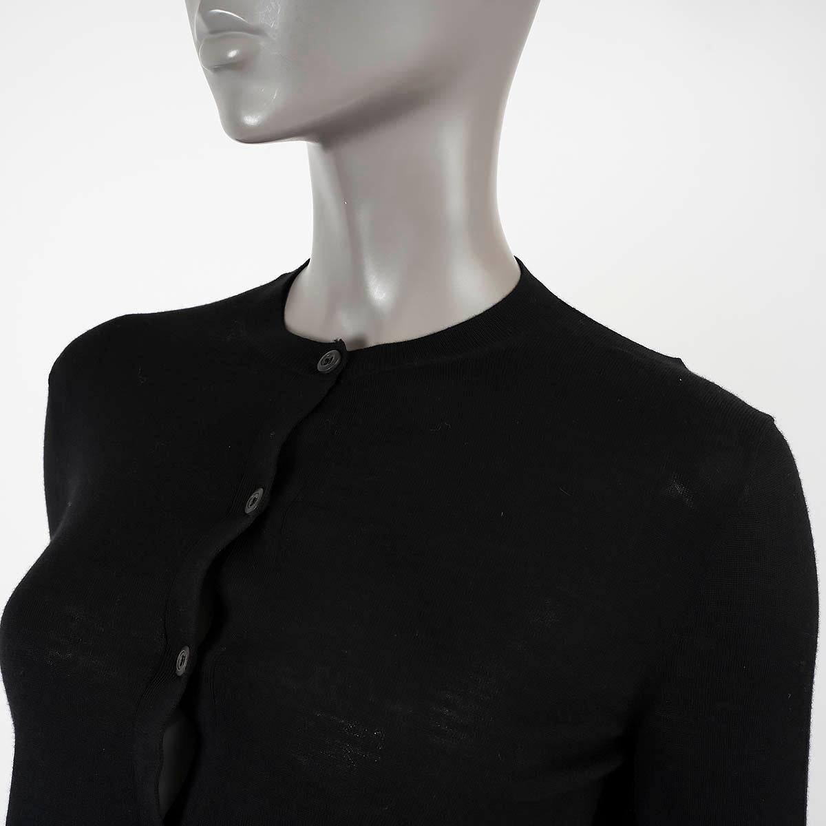 PRADA black wool 2020 CROPPED 3/4 SLEEVE Cardigan Sweater S For Sale 1