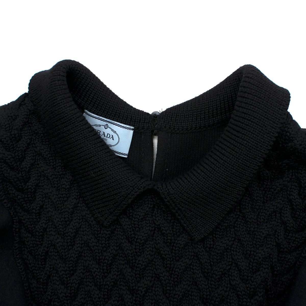Prada Black Wool-blend Knit Dress US 8 For Sale 1