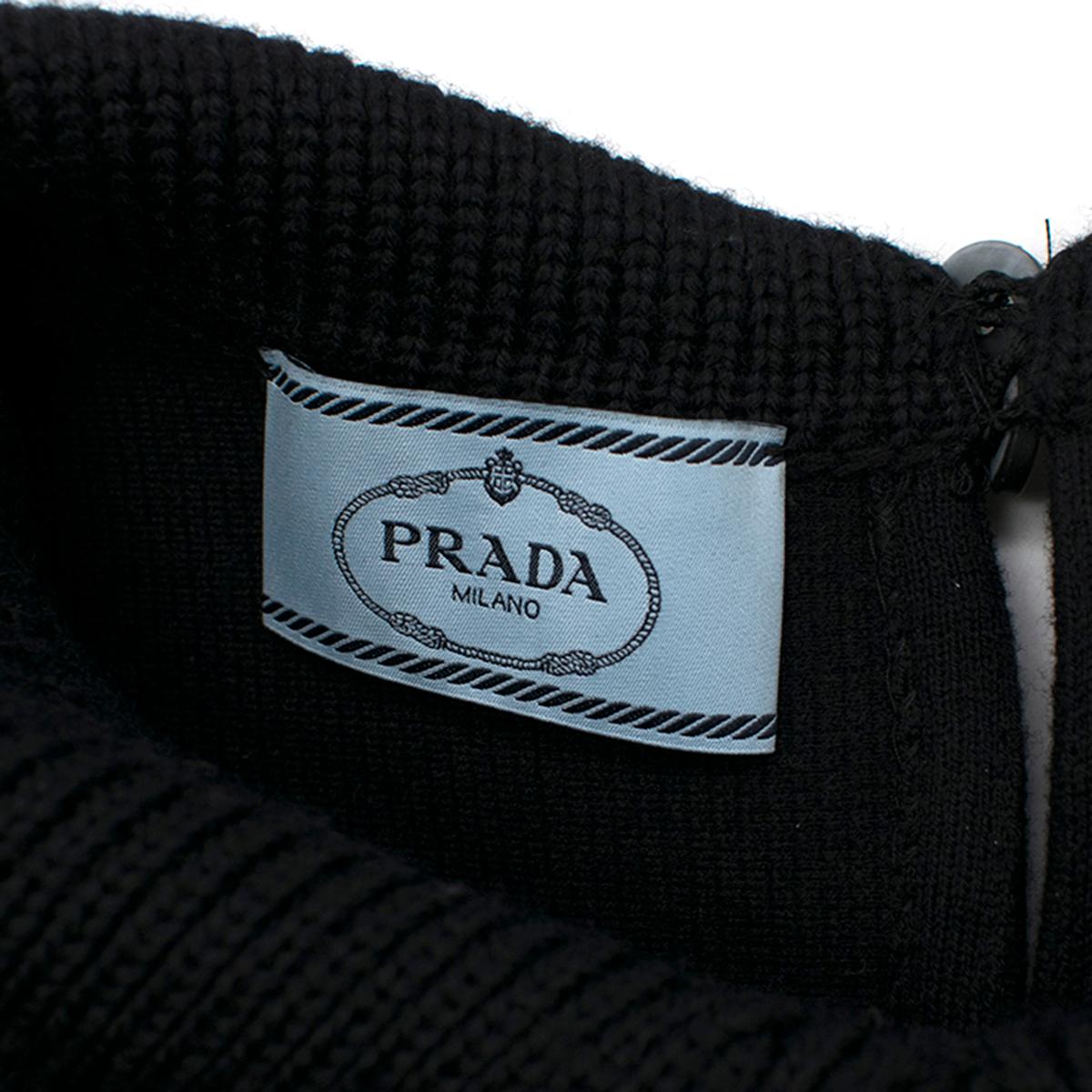 Prada Black Wool-blend Knit Dress US 8 For Sale 2