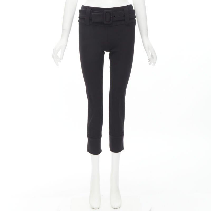 PRADA Schwarze Hose mit schwarzer Wollschnalle und spitz zulaufendem Gürtel XS im Angebot 6