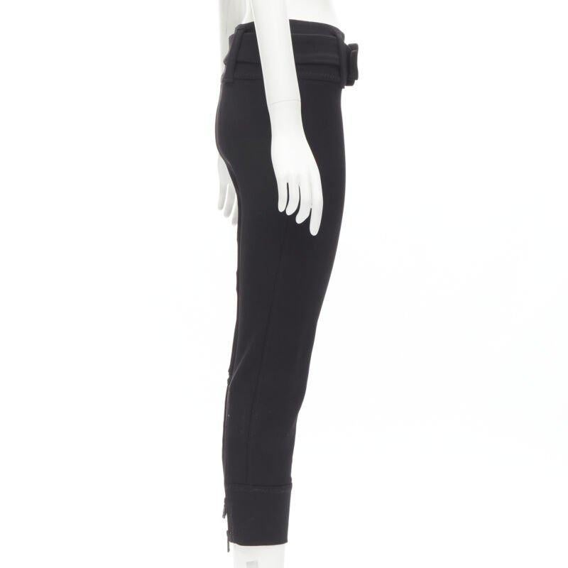PRADA Schwarze Hose mit schwarzer Wollschnalle und spitz zulaufendem Gürtel XS Damen im Angebot