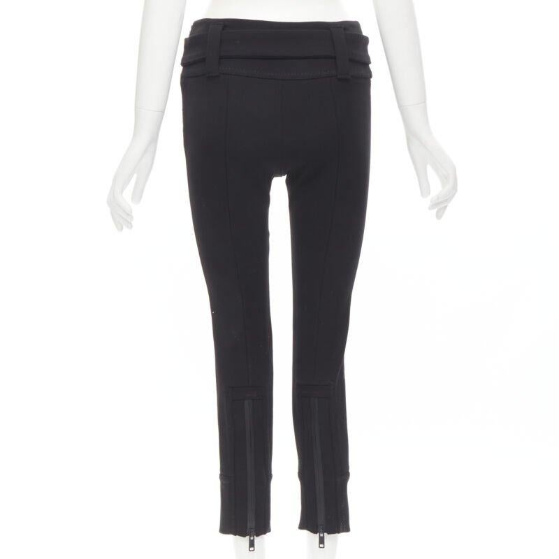 PRADA Schwarze Hose mit schwarzer Wollschnalle und spitz zulaufendem Gürtel XS im Angebot 2