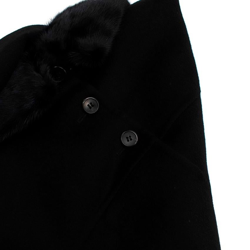 Prada Black Wool Cashmere & Angora Blend Mink Fur Collar Coat - Size US 0-2 1