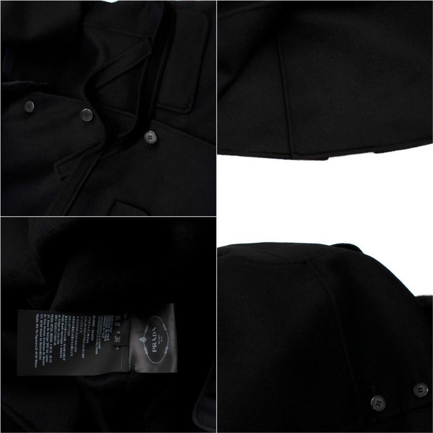 Prada Black Wool Cashmere & Angora Blend Mink Fur Collar Coat - Size US 0-2 2