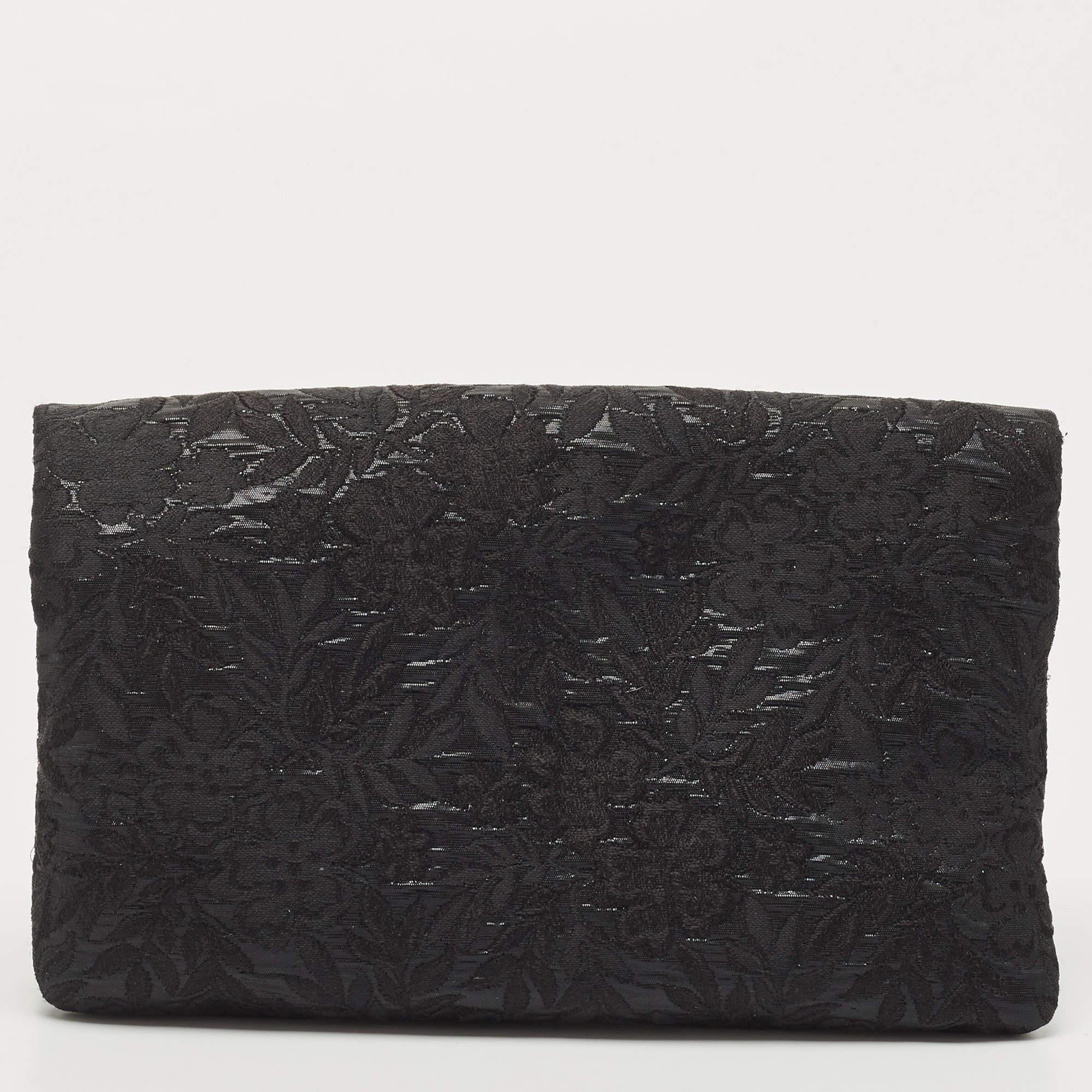 Prada Black Wool Foldover Clutch 4